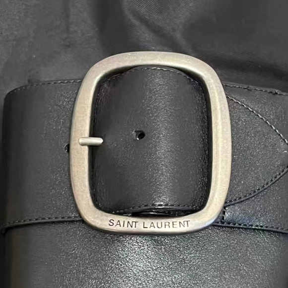 Saint Laurent Black Heeled Boots with Buckle - Picture 3 of 5